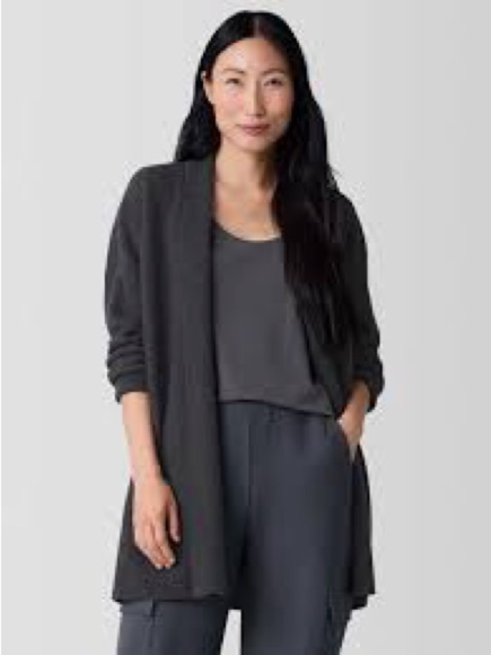 Eileen Fisher Dark Gray Open-Front Cardigan 1091